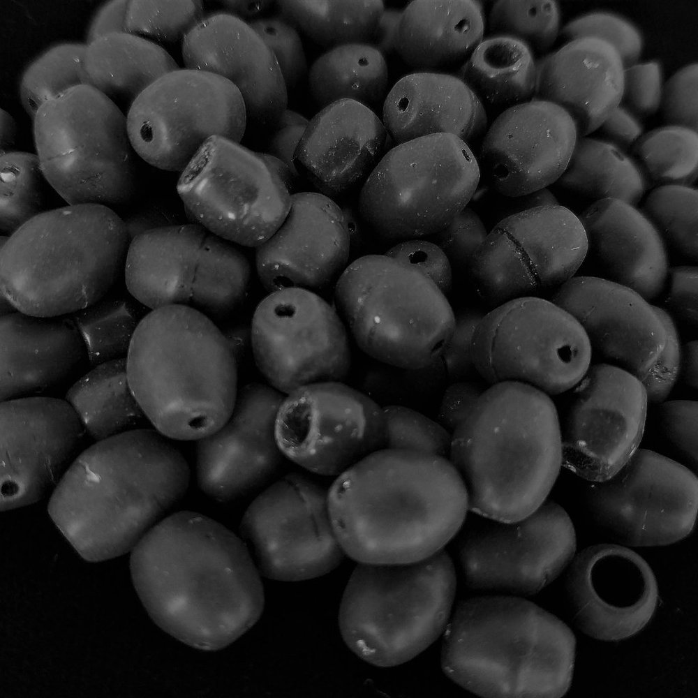 110+ BEADS Black Ceramic Cylinder 9-11 mm barrel bundle lot set handmade - Picture 4 of 6